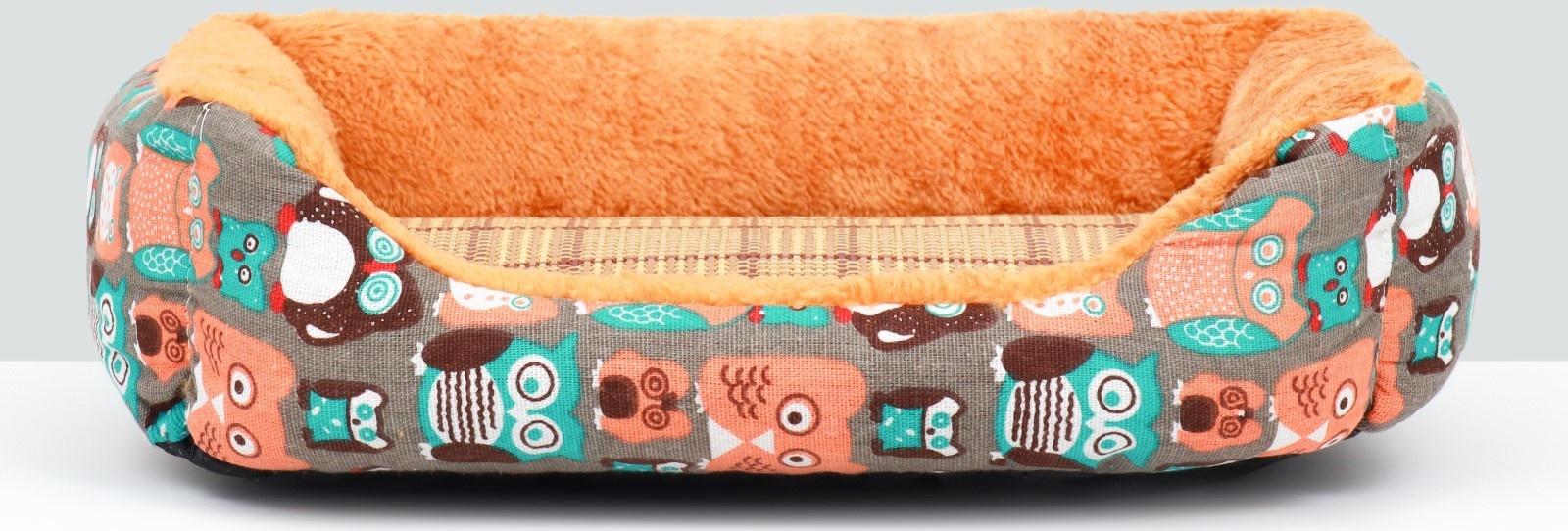 Лежанка для животных + ротанговый коврик, 45 х 30 х 15 см, бежево-серая