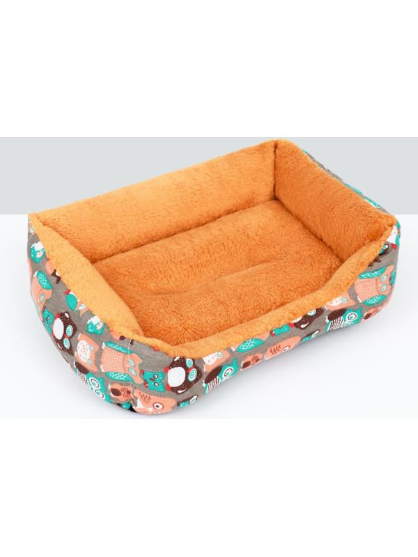 Лежанка для животных + ротанговый коврик, 45 х 30 х 15 см, бежево-серая