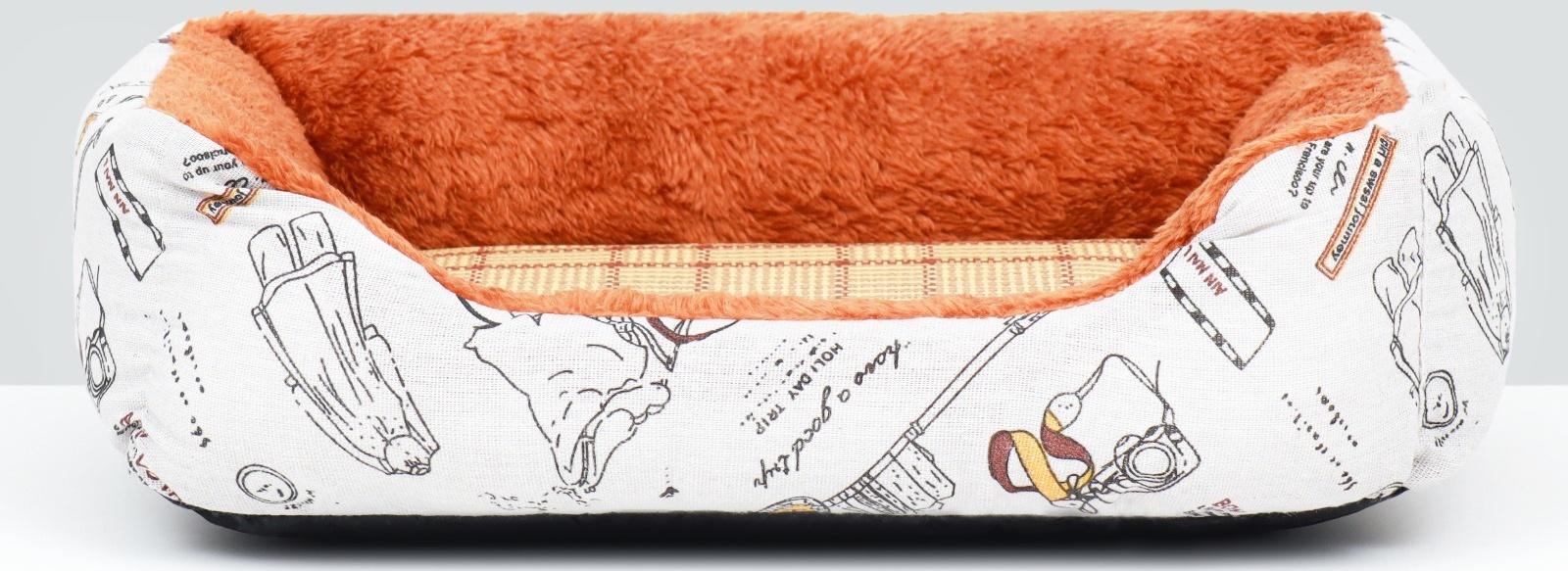 Лежанка для животных + ротанговый коврик, двухсторонняя подушка, 45 х 30 х 15 см