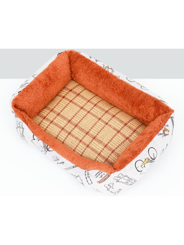 Лежанка для животных + ротанговый коврик, двухсторонняя подушка, 45 х 30 х 15 см