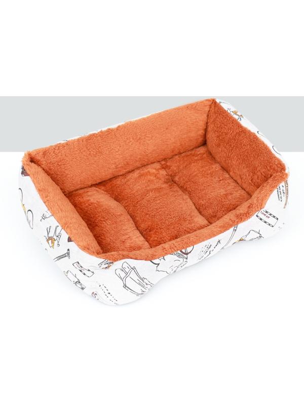 Лежанка для животных + ротанговый коврик, двухсторонняя подушка, 45 х 30 х 15 см