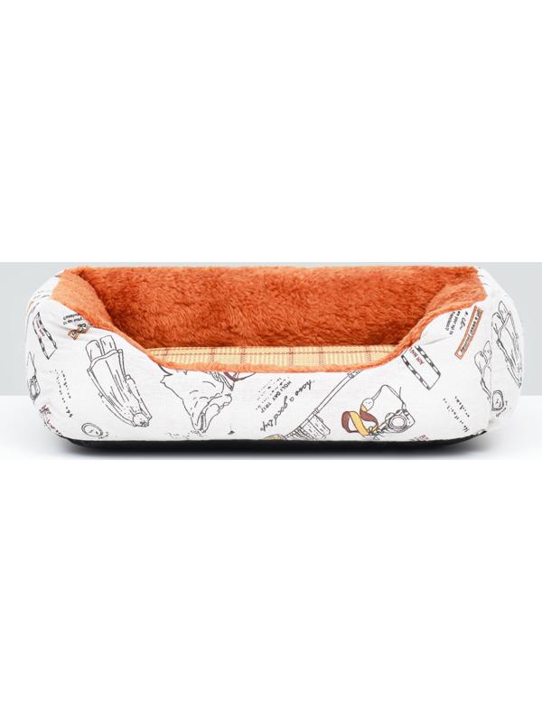 Лежанка для животных + ротанговый коврик, двухсторонняя подушка, 45 х 30 х 15 см