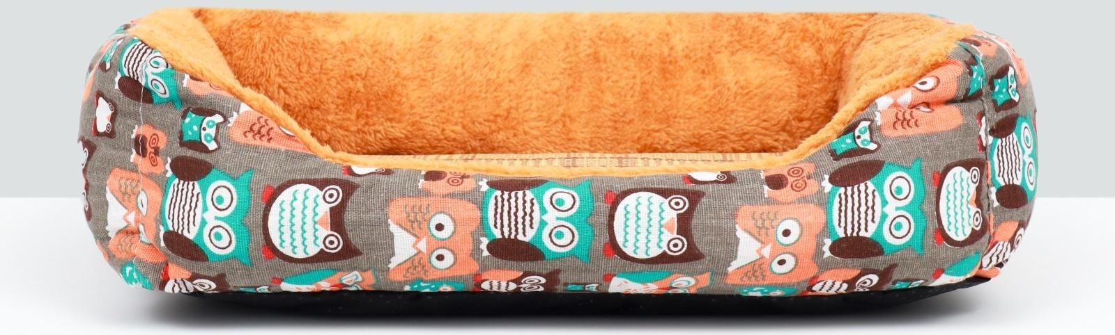 Лежанка для животных + ротанговый коврик, 50 х 40 х 15 см, бежево-серая