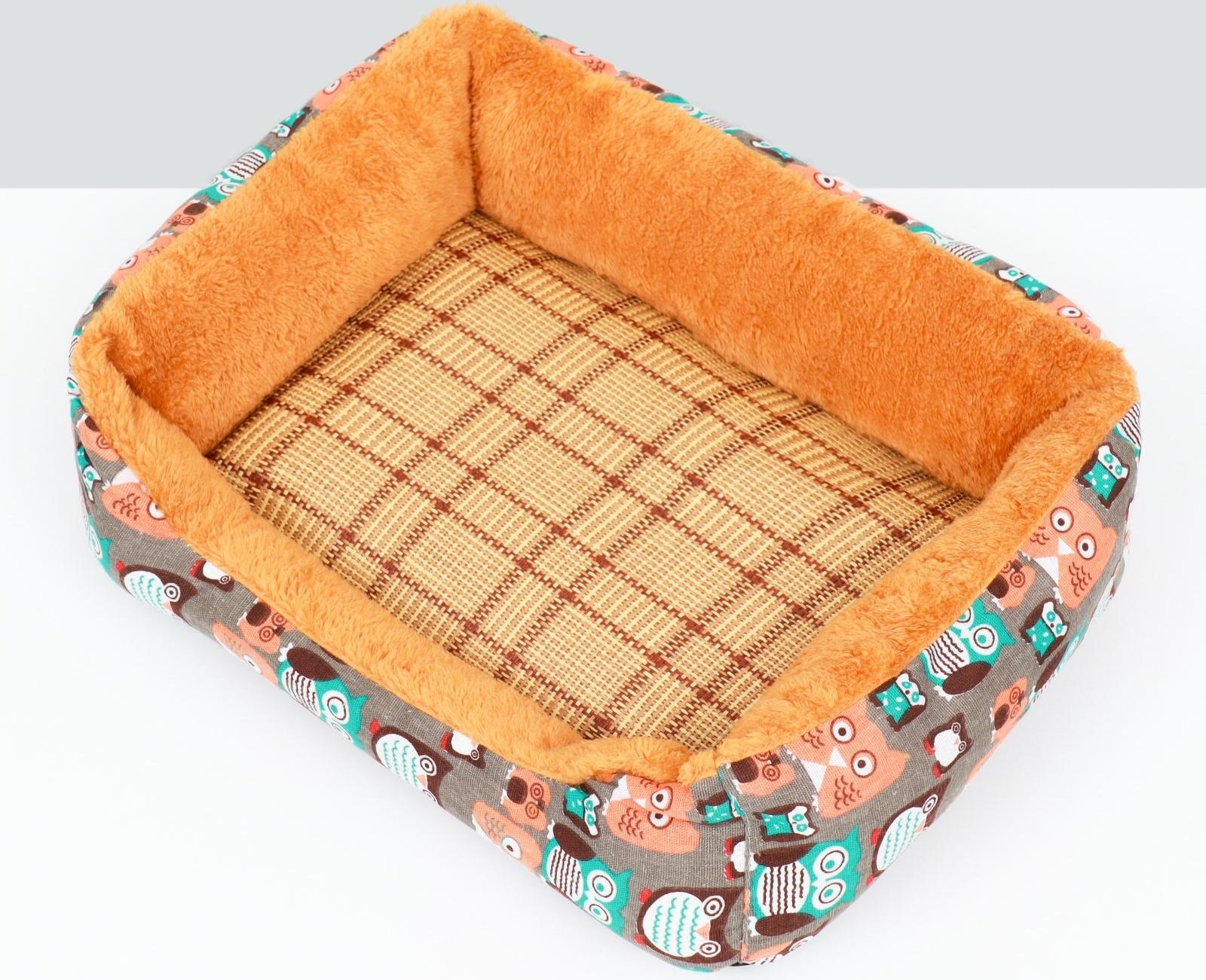 Лежанка для животных + ротанговый коврик, 50 х 40 х 15 см, бежево-серая