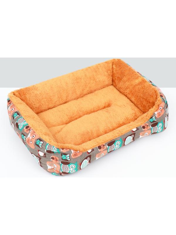 Лежанка для животных + ротанговый коврик, 50 х 40 х 15 см, бежево-серая