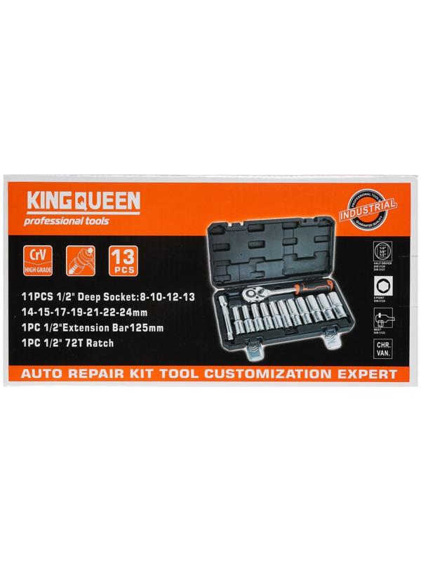 Набор торцевых головок с трещоткой KINGQUEEN WIB-40002, 72 зуба, 1/2