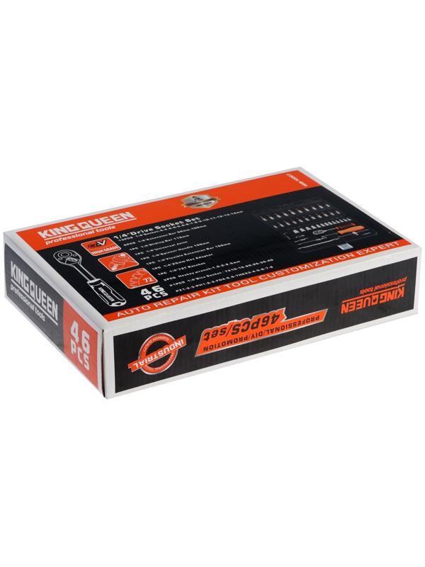 Набор торцевых головок и бит KINGQUEEN WIB-10007, трещотка 72 зуба, 1/4