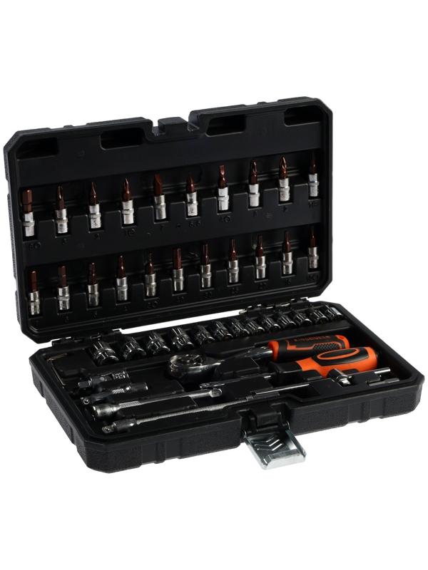 Набор торцевых головок и бит KINGQUEEN WIB-10007, трещотка 72 зуба, 1/4