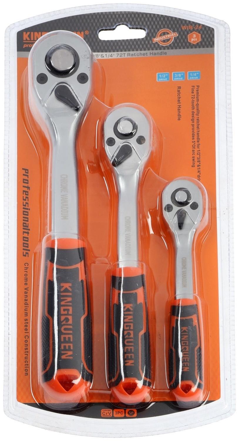 Набор трещоток KINGQUEEN WIB-24, 72 зуба, 1/2 3/8 1/4