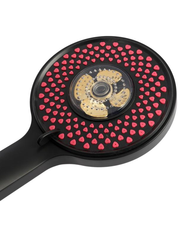 Лейка для душа ZEIN Z3547, d=120 мм, 3 режима, вентилятор, розовые форсунки сердечки, черная