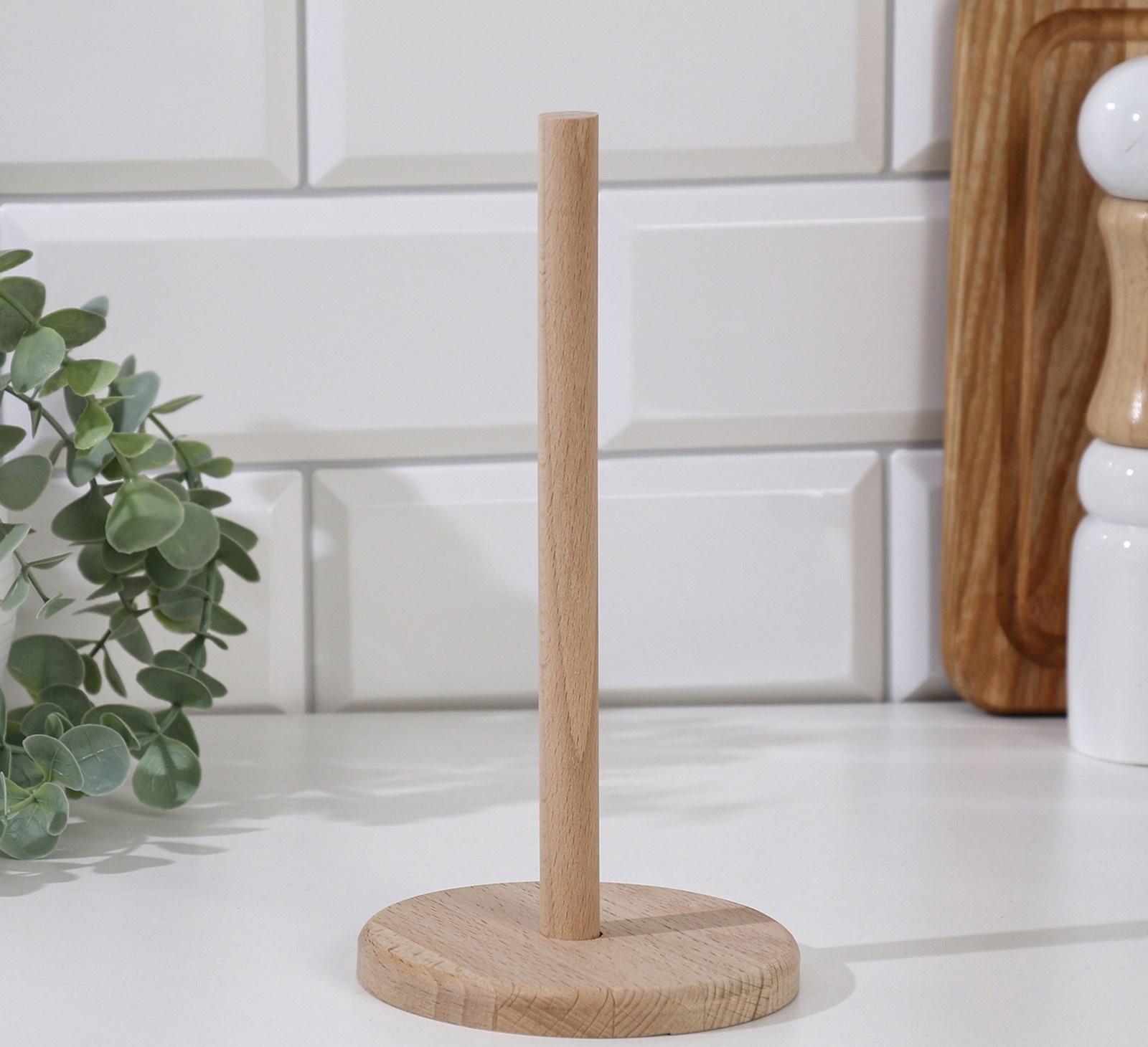 Подставка для бумажных полотенец деревянная 11х11х21 см