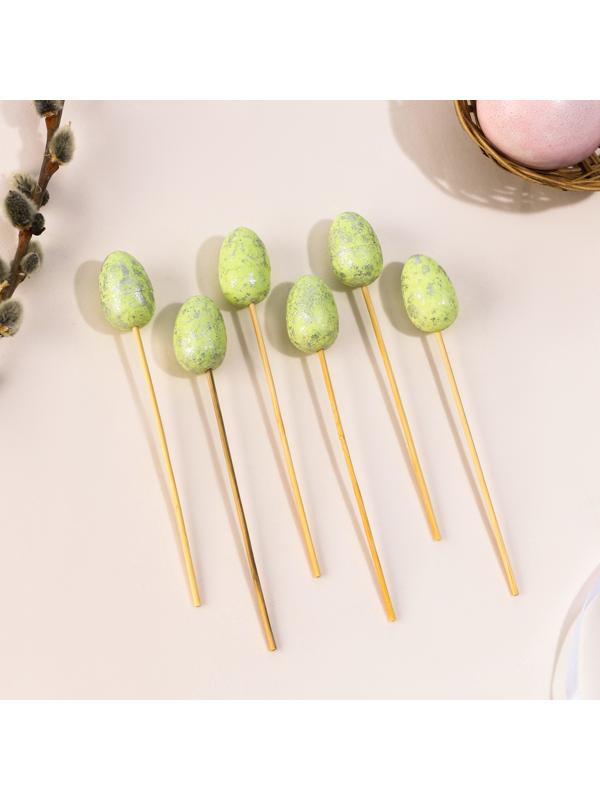 Шпажки «Яйцо пасхальное», цвет зелёный, набор 6 шт.