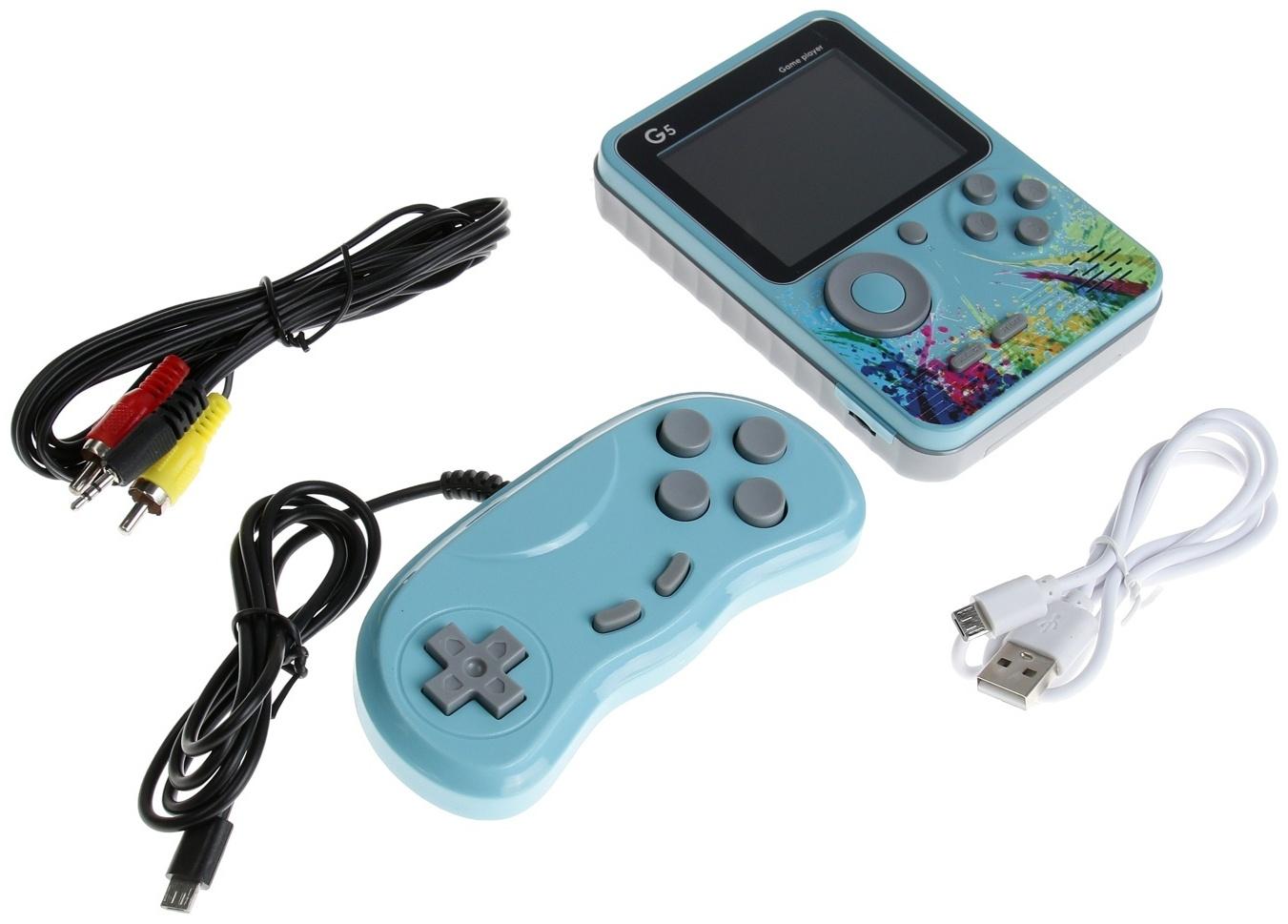 Игровая приставка G5, с геймпадом, AV кабель, 8 бит, 800 игр, синяя