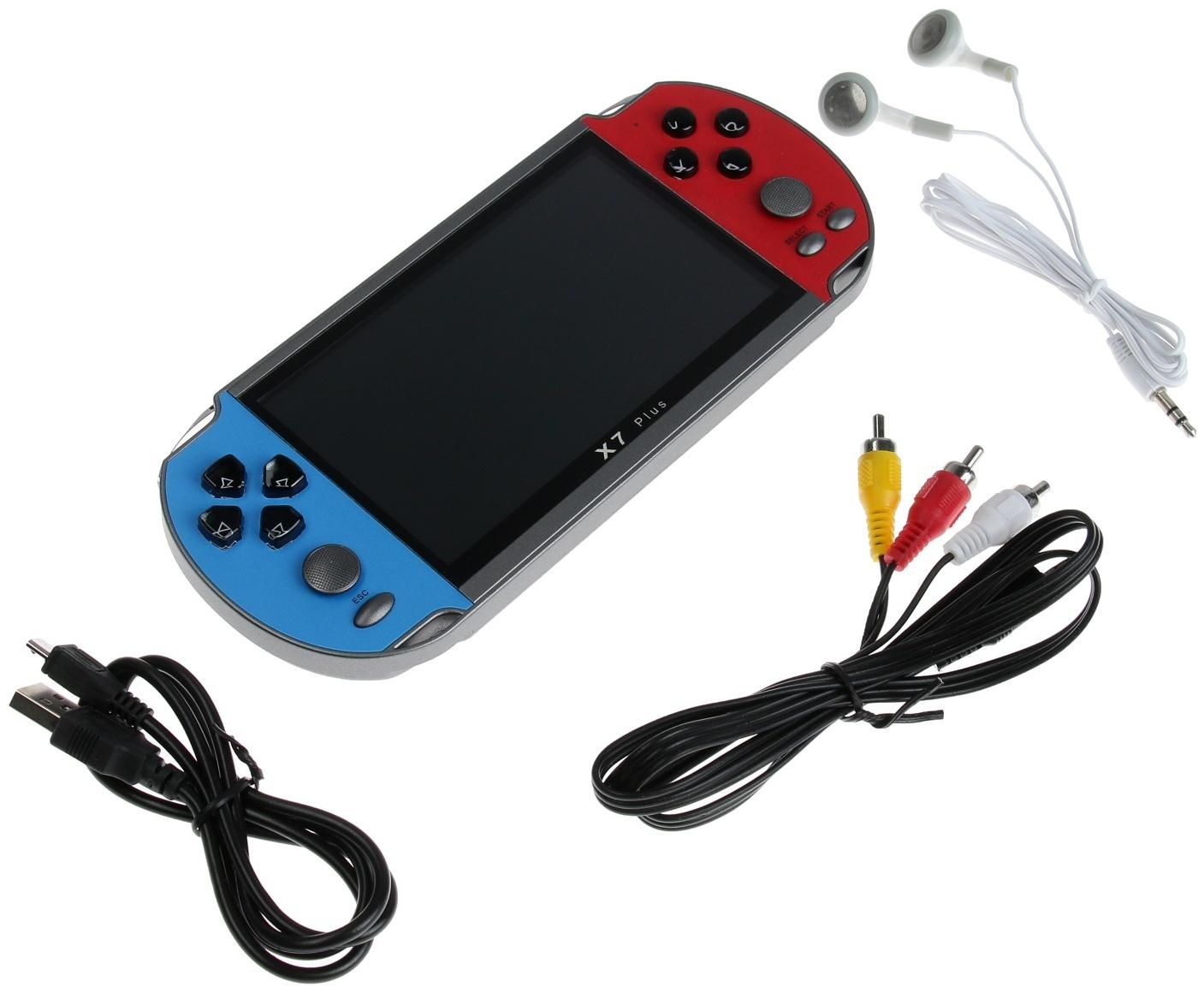 Игровая приставка X7 Plus, AV кабель, 8 бит, 7000 игр, сине-красная