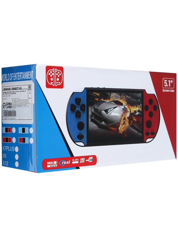 Игровая приставка X7 Plus, AV кабель, 8 бит, 7000 игр, сине-красная