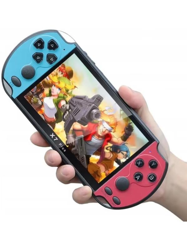 Игровая приставка X7 Plus, AV кабель, 8 бит, 7000 игр, сине-красная