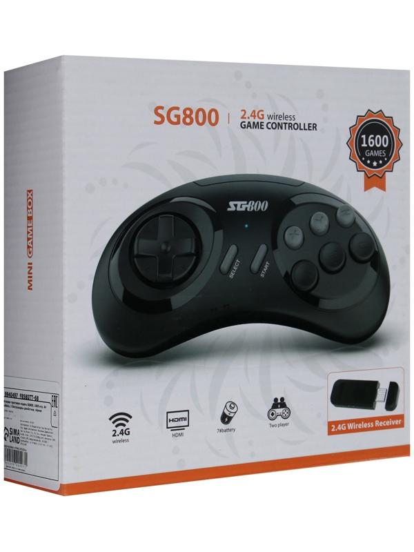 Игровая приставка SG800, 1600 игр, AV кабель, 2 беспроводны джойстика, чёрная