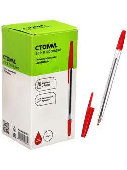 Ручка шариковая 1.0 мм, стержень красный, СТАММ 