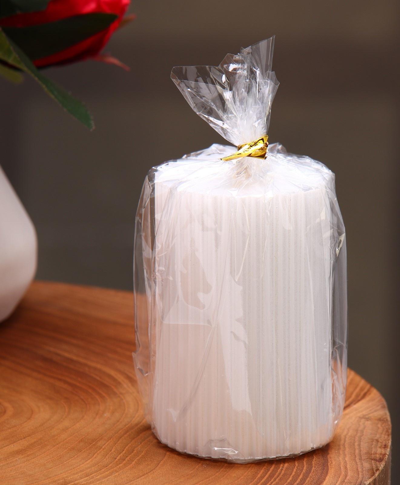 Свеча-цилиндр с гранями, 5х7,5 см, жемчужная, 6 ч