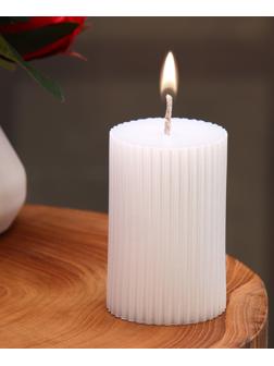 Свеча-цилиндр с гранями, 5х7,5 см, жемчужная, 6 ч