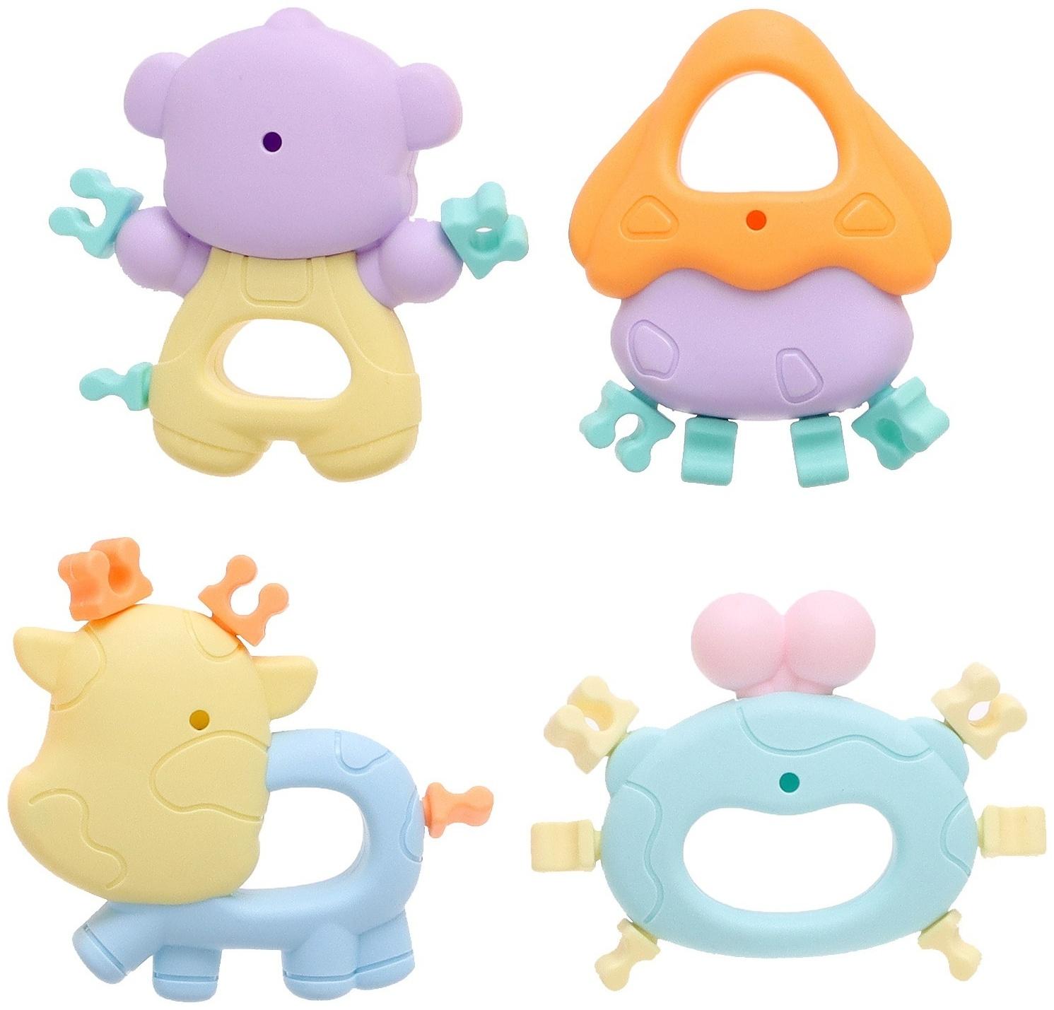 Набор прорезывателей для зубов «Забавные зверята», 4 шт.