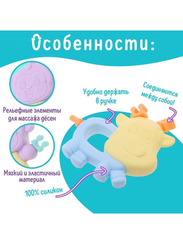 Набор прорезывателей для зубов «Забавные зверята», 2 шт.