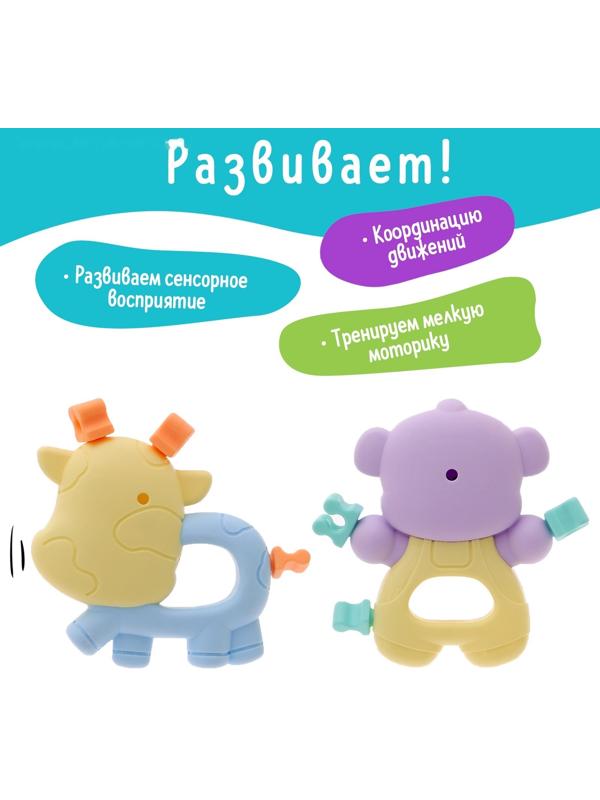 Набор прорезывателей для зубов «Забавные зверята», 2 шт.