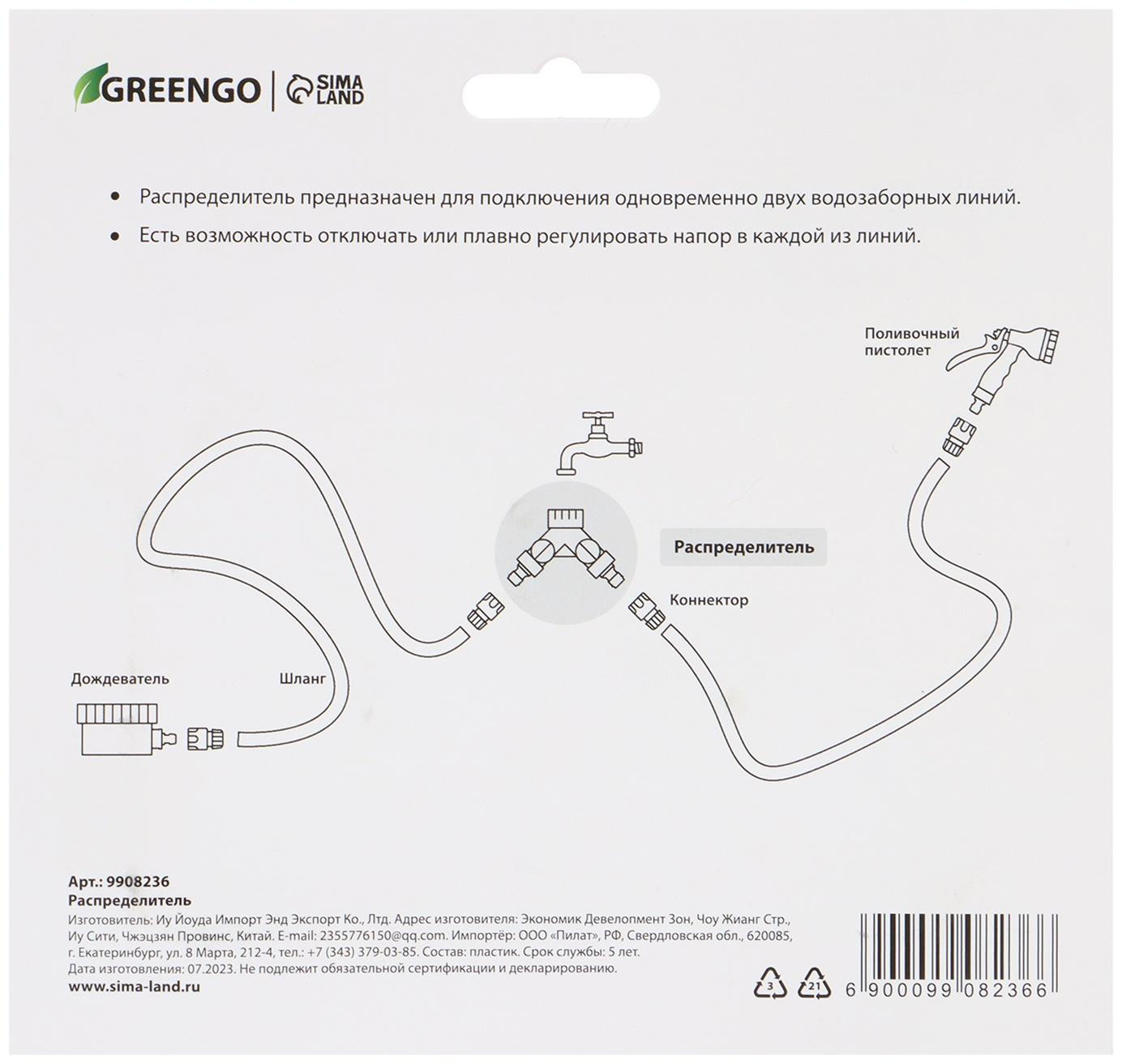 Распределитель на 2-канала внутренняя резьба 3/4
