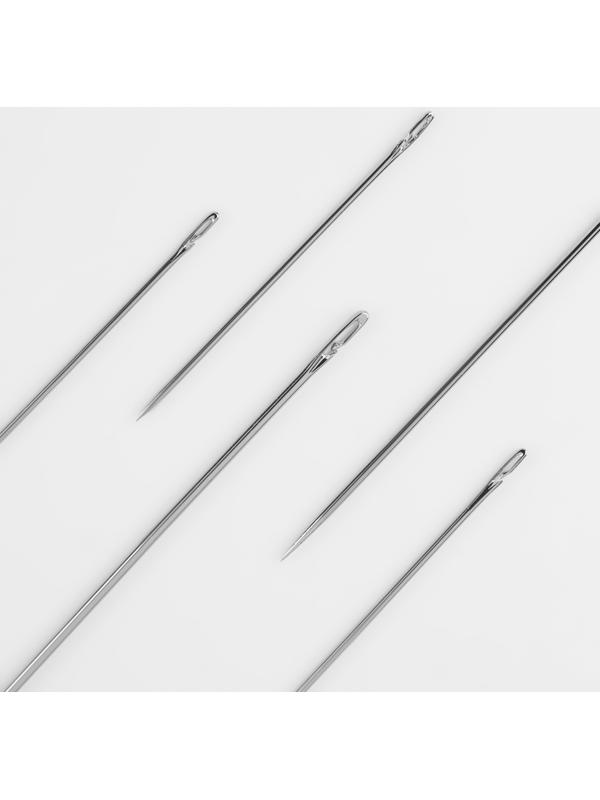 Иглы швейные в игольнице-тубе, самовдеваемые, d = 0,7/0,8/1 мм, 3,6 - 6,8 см, 8,5 × 1,7 см, 30 шт