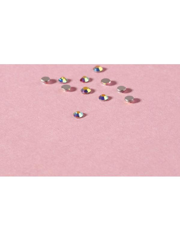 Стразы «Усечённый конус», с голографией, стеклянные, d = 1,4 мм, 100 шт, цвет серебряный