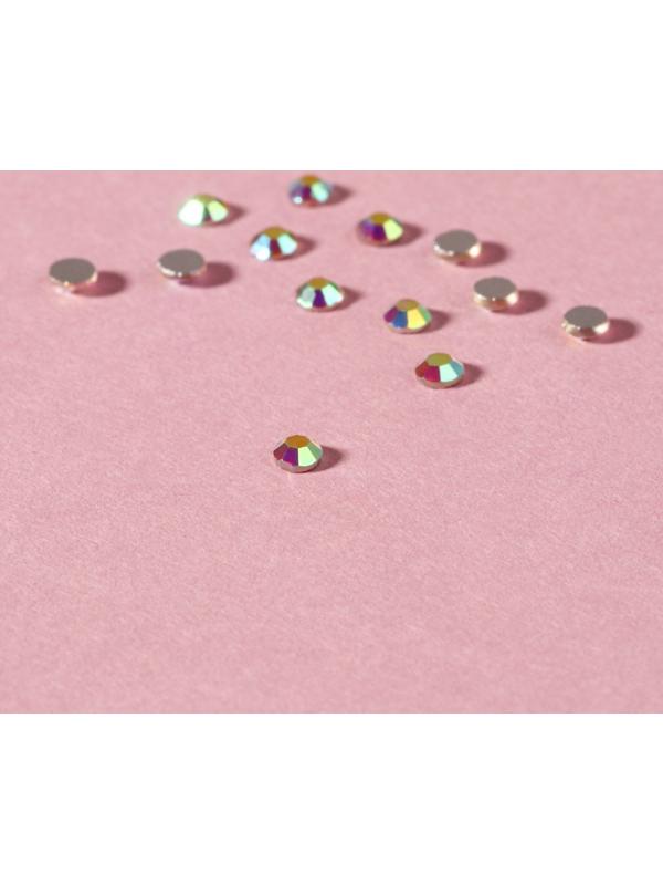 Стразы «Усечённый конус», с голографией, стеклянные, d = 1,8 мм, 100 шт, цвет серебряный