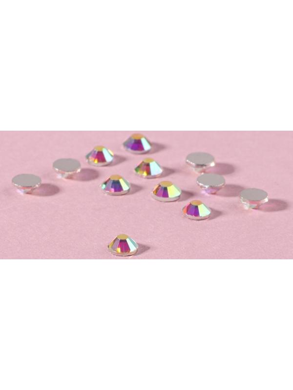 Стразы «Усечённый конус», с голографией, стеклянные, d = 3,2 мм, 100 шт, цвет серебряный