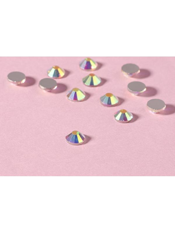 Стразы «Усечённый конус», с голографией, стеклянные, d = 4,8 мм, 100 шт, цвет серебряный