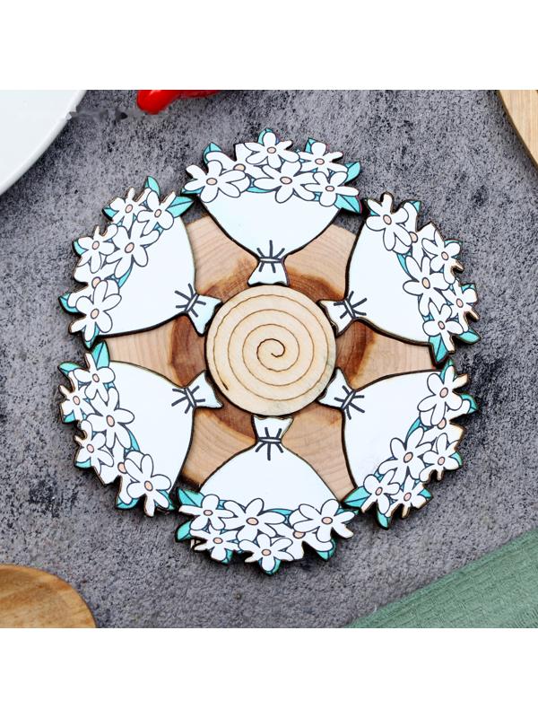 Подставка под горячее «Букет ромашек», D=12 см, можжевельник