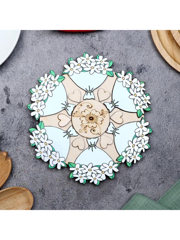 Подставка под горячее «Букет ромашек», D=20 см, можжевельник