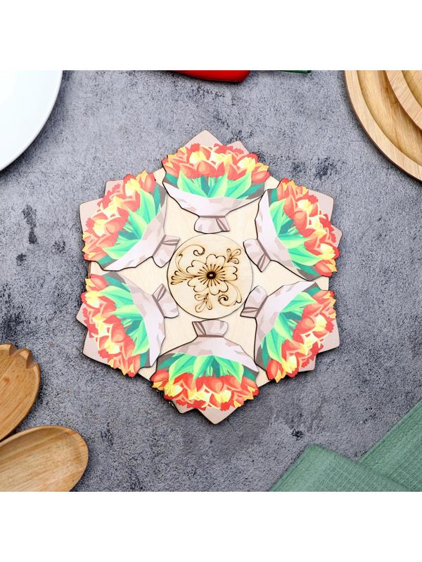 Подставка под горячее «Букет тюльпанов», D=20 см, можжевельник