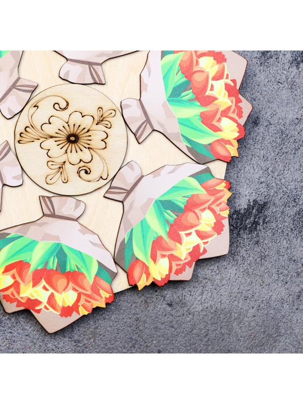 Подставка под горячее «Букет тюльпанов», D=20 см, можжевельник