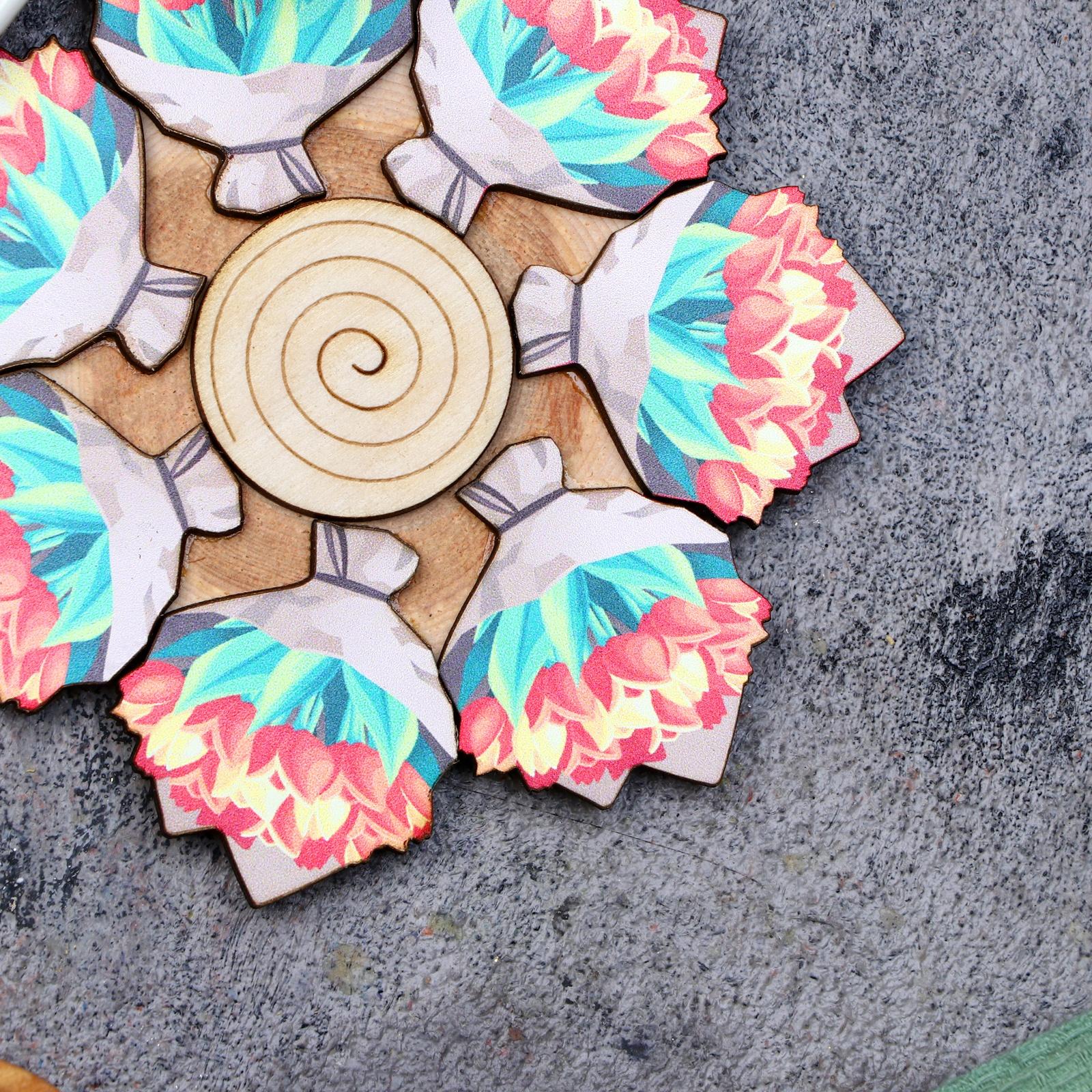 Подставка под горячее «Букет тюльпанов», D=12 см, можжевельник