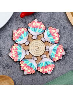 Подставка под горячее «Букет тюльпанов», D=12 см, можжевельник