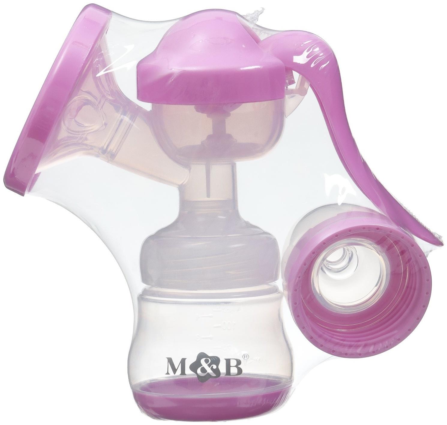 Молокоотсос ручной, 2в1 с бутылкой ШГ, 150мл, цвет фиолетовый