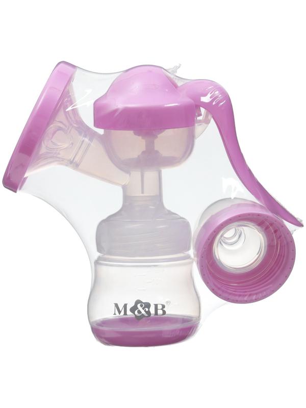 Молокоотсос ручной, 2в1 с бутылкой ШГ, 150мл, цвет фиолетовый