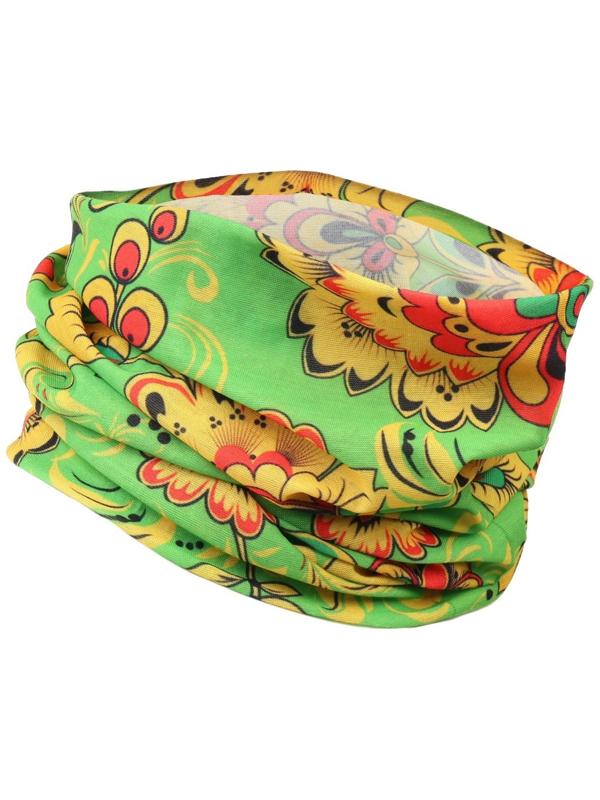 Бафф-маска для защиты от ветра Хохлома зеленая