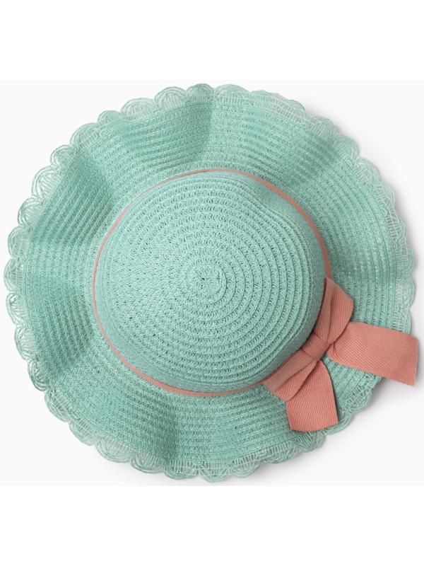 Шляпа для девочки с бантом MINAKU, р-р 52, цв.голубой