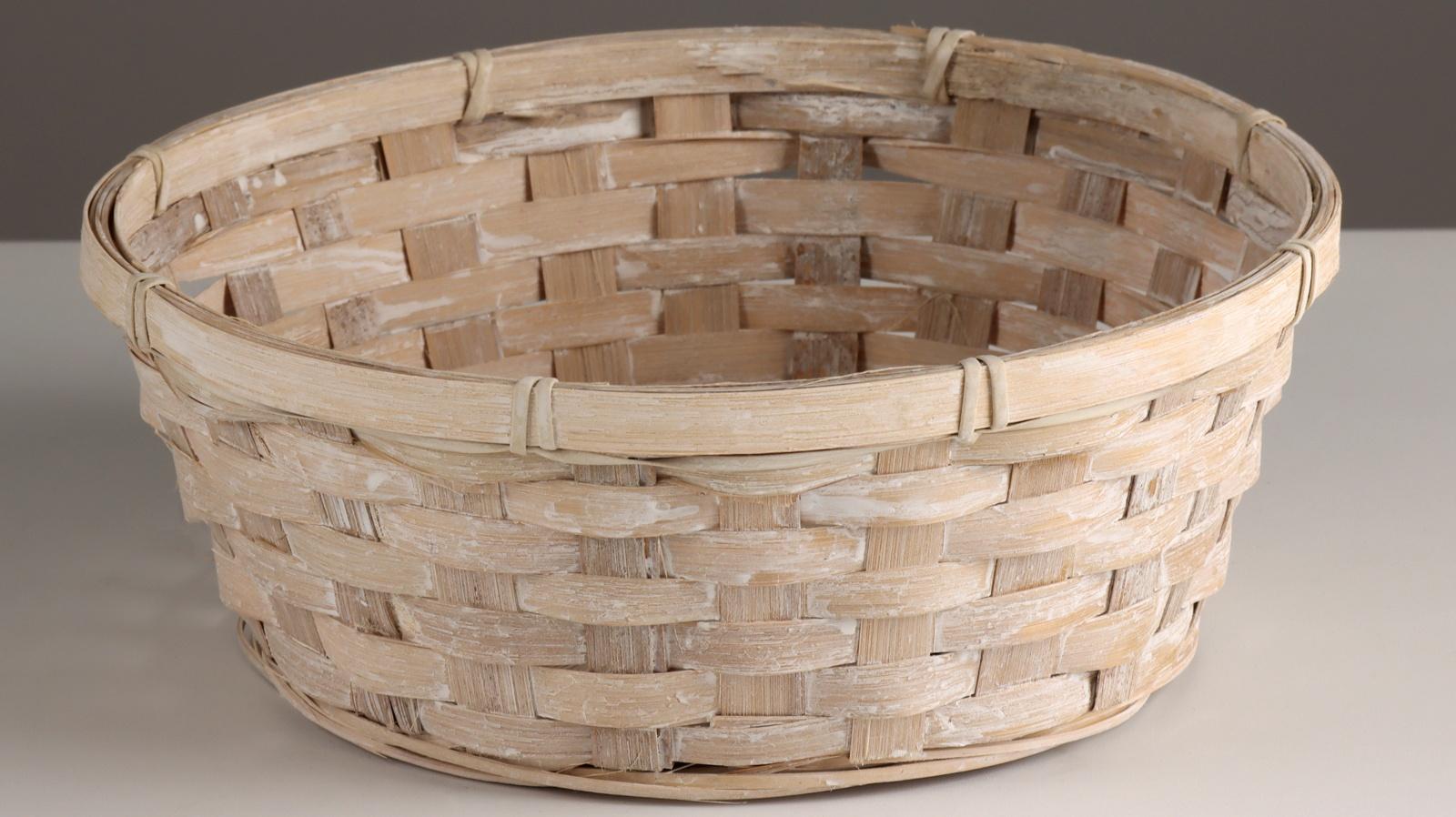 Кашпо плетеное, D25хH10см, белый, бамбук