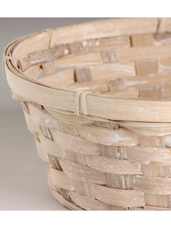 Кашпо плетеное, D25хH10см, белый, бамбук