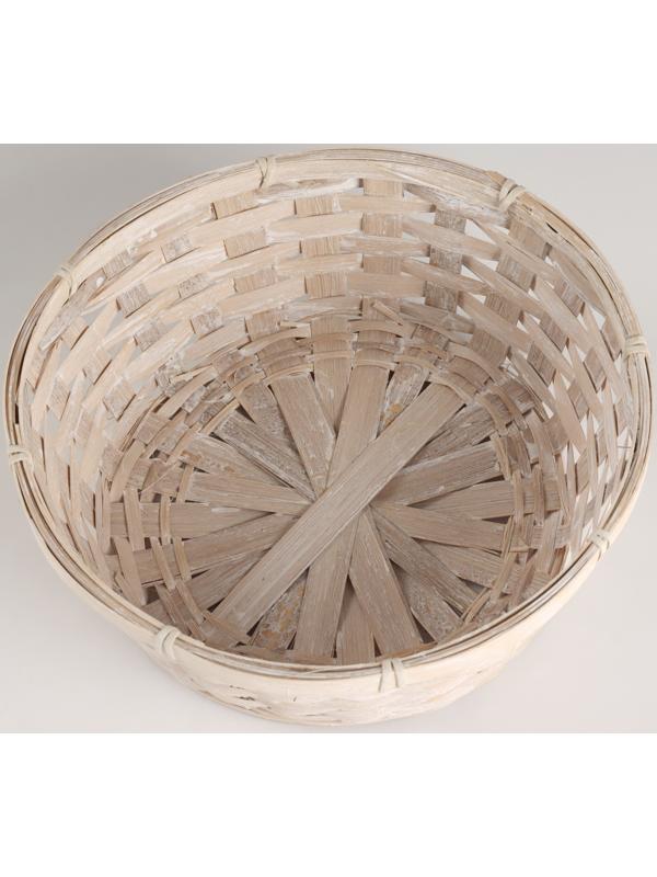 Кашпо плетеное, D25хH10см, белый, бамбук