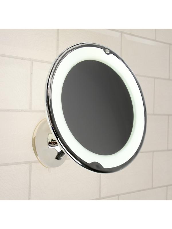 Зеркало Luazon KZ- 13, подсвтека, настенное, 18 диодов, 3 режима свечения, от батареек 3*ААА