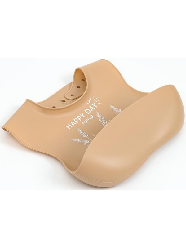 Нагрудник детский сииконовый, Mum&baby, 23х4х29, бежевый