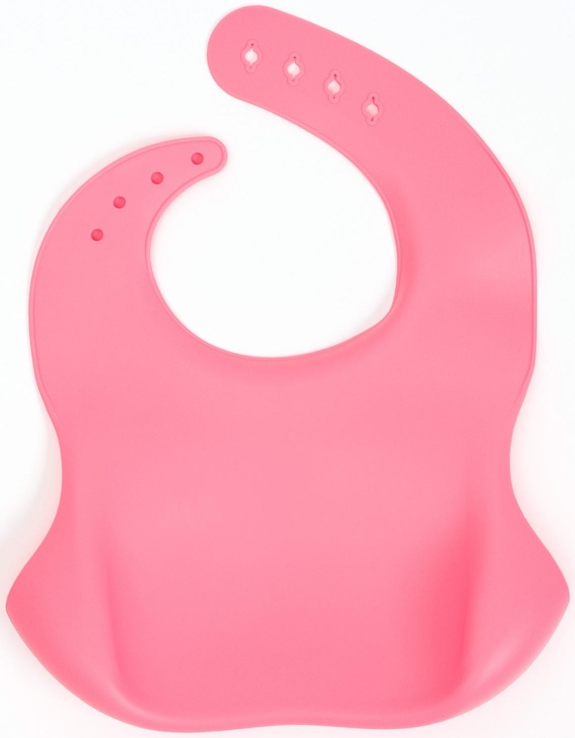 Нагрудник детский сииконовый, Крошка Я, 23х4х29, розовый