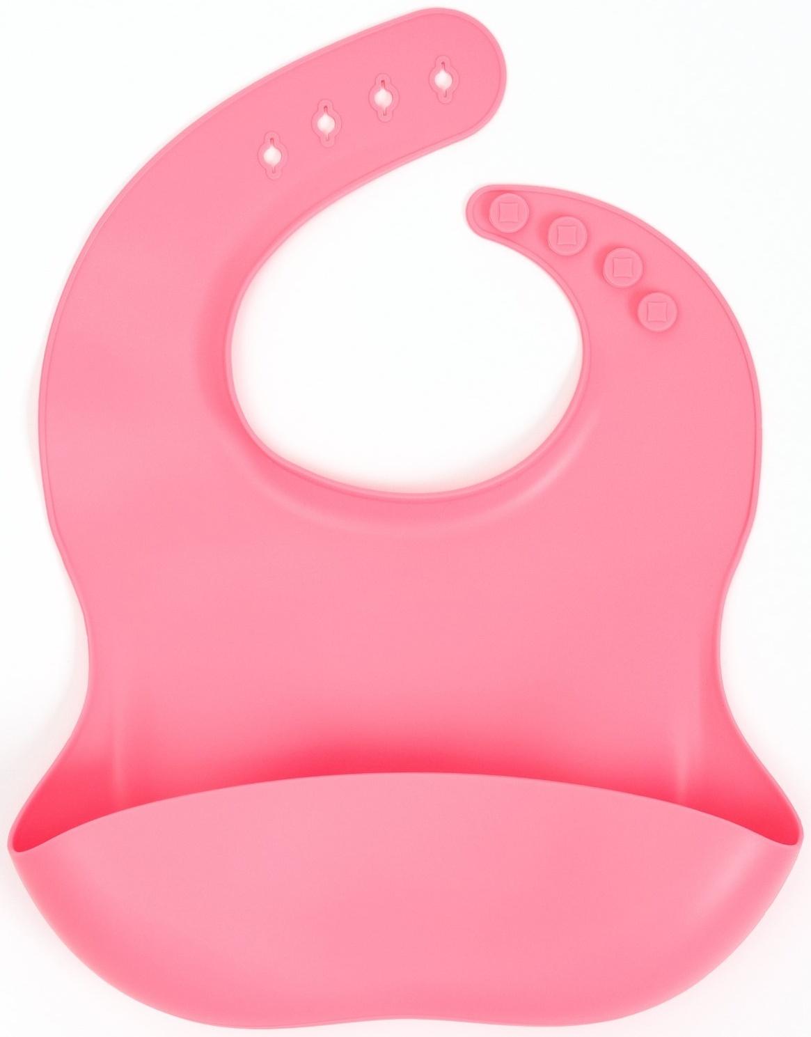 Нагрудник детский сииконовый, Крошка Я, 23х4х29, розовый